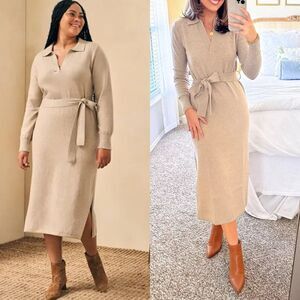 NWT FAHERTY Jackson Sweater Jumper Dress in Oatmeal Heather Size XL